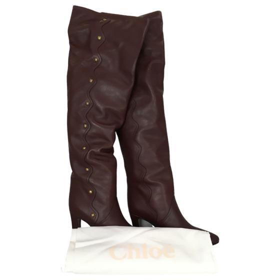 Chloe Women's Lanzada Tacks Knee High Boots in Deep Purple