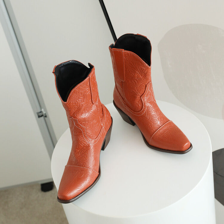 Women's Fashionable Square Toe Mid-Calf Boots