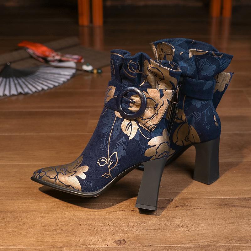 Elegant Women's Block Heel Suede Boots
