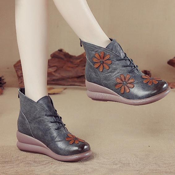Elegant Women's Retro Ankle Boots with Back Zipper