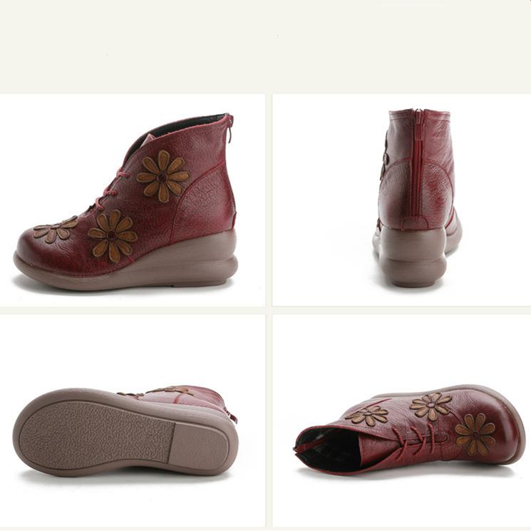 Elegant Women's Retro Ankle Boots with Back Zipper