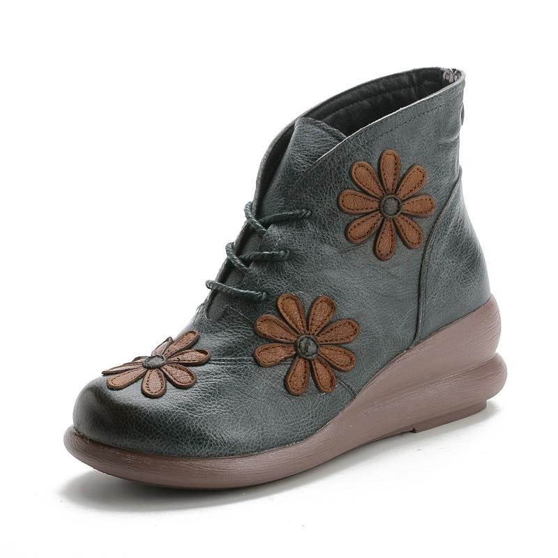 Elegant Women's Retro Ankle Boots with Back Zipper