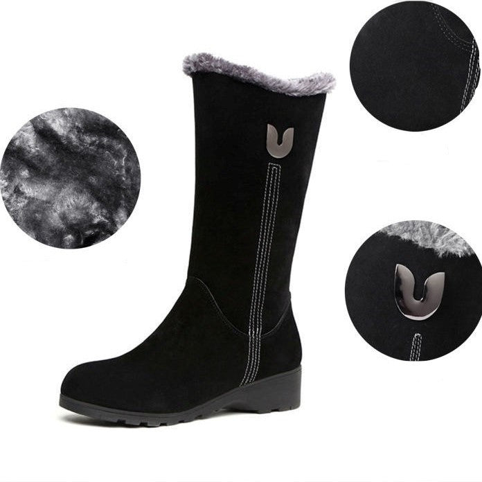 Stylish & Warm Women's Suede Knee-High Boots with Fur Lining