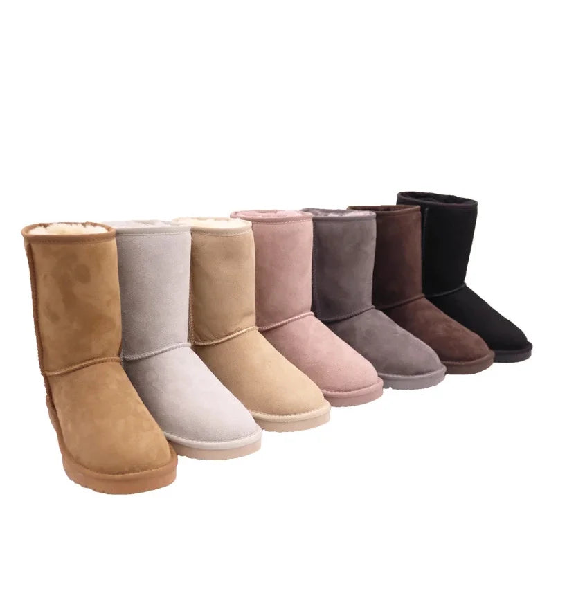 Elegant Women's Natural Wool Sheepskin Boots with EVA Sole