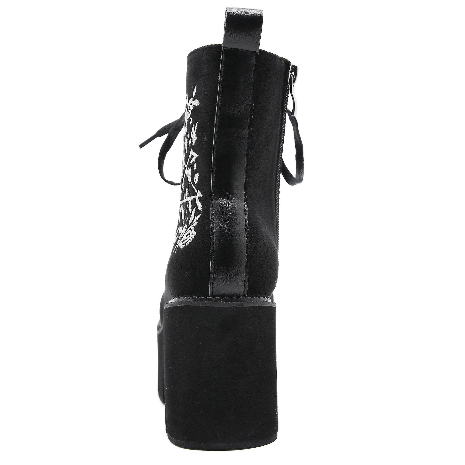 Stylish Women's Embroidered Ankle Boots with Zipper