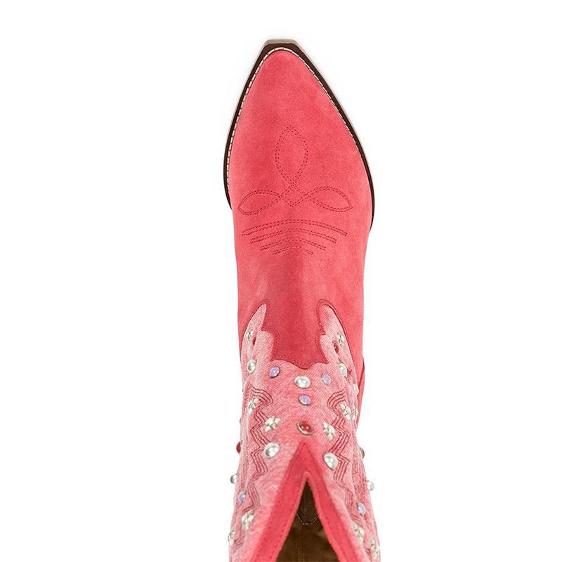 Women's Embellished Mid-Calf Cowboy Boots with Chunky Heel