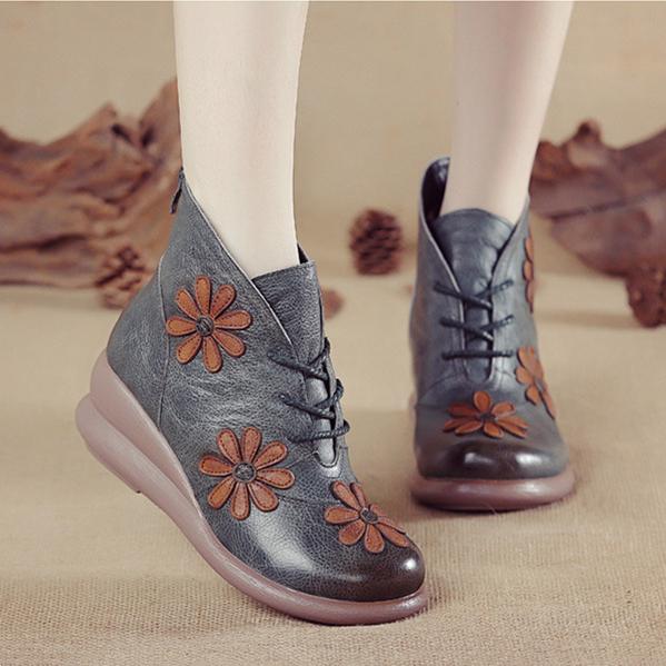 Elegant Women's Retro Ankle Boots with Back Zipper