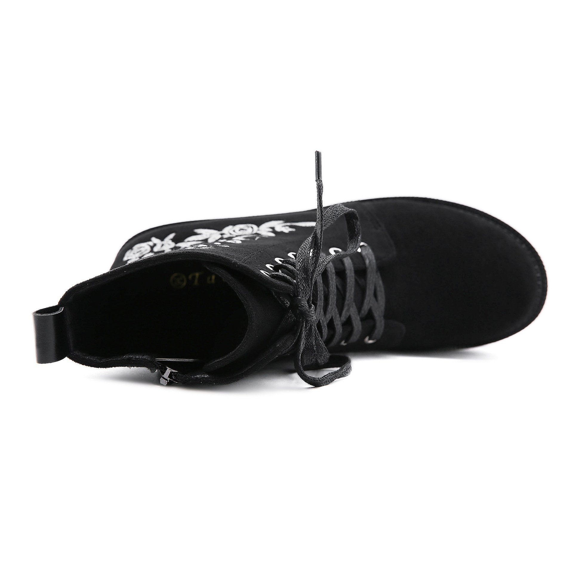 Stylish Women's Embroidered Ankle Boots with Zipper