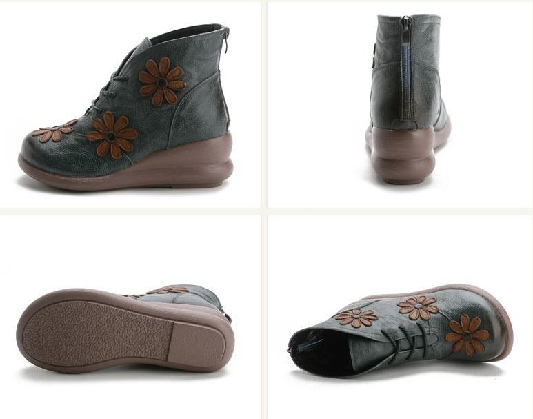 Elegant Women's Retro Ankle Boots with Back Zipper