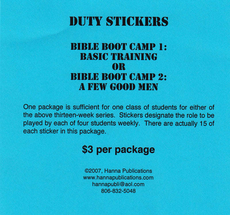 Bible Boot Camp Role Stickers