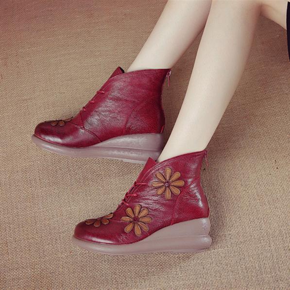 Elegant Women's Retro Ankle Boots with Back Zipper