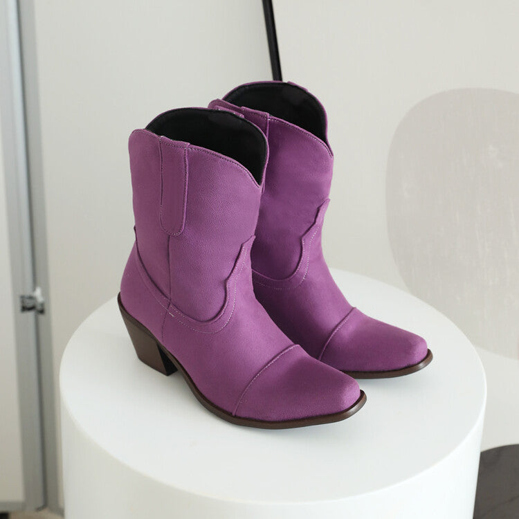 Women's Fashionable Square Toe Mid-Calf Boots
