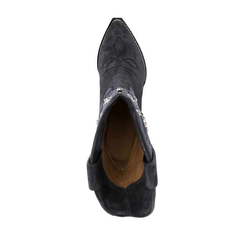 Women's Embellished Mid-Calf Cowboy Boots with Chunky Heel