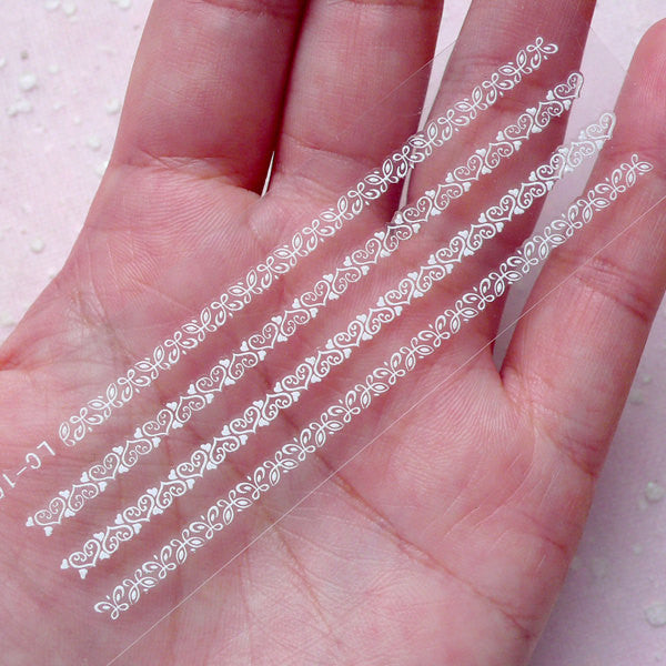 Elegant White Lace Nail Art Stickers for Wedding and Craft Projects