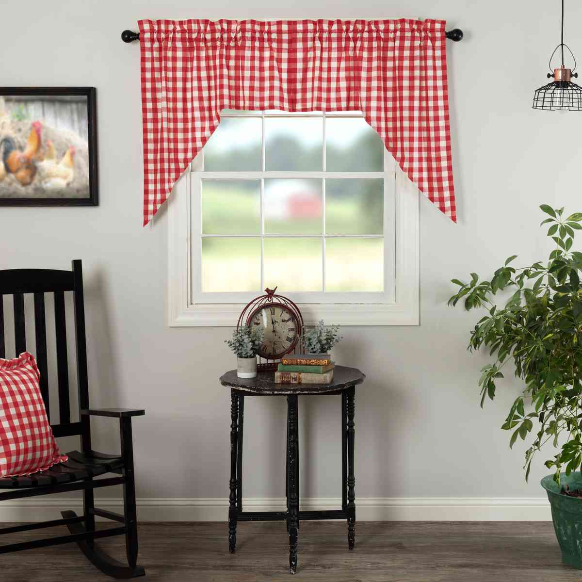 Cherry Ann Buffalo Check Window Swag Set