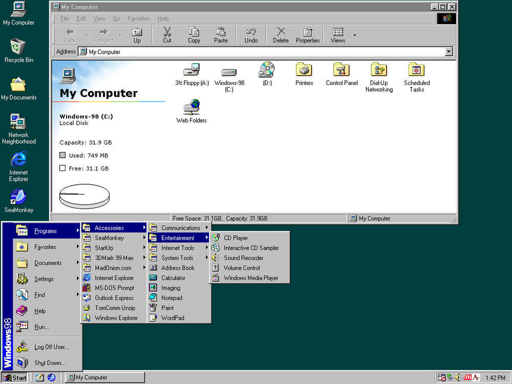 Retro Gaming PC with Windows 98/XP/DOS - 128GB SSD, OPL3, Floppy Drive