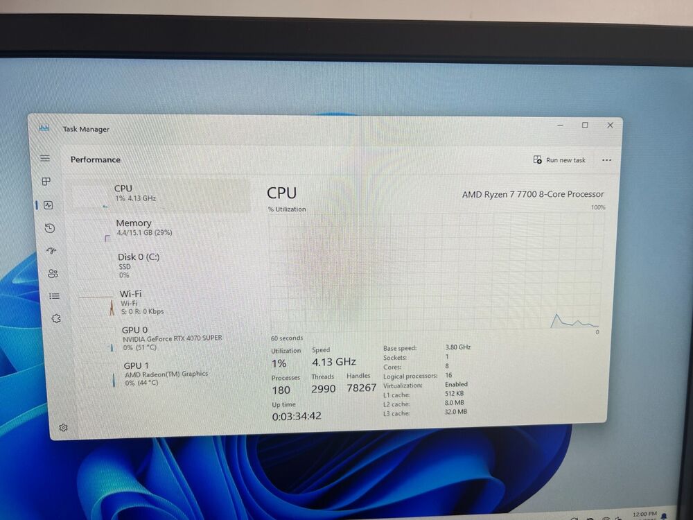 Skytech Gaming PC - AMD Ryzen 7 7700, 3.8GHz, 16GB DDR5 RAM, 1TB SSD, RTX4070 Super