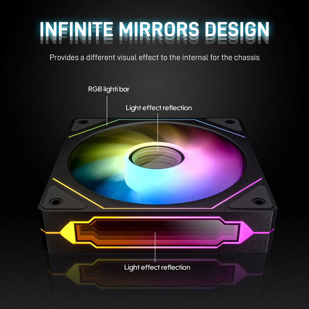 DARKROCK F120 3-in-1 120mm Infinite Mirror Design Cooling Fan