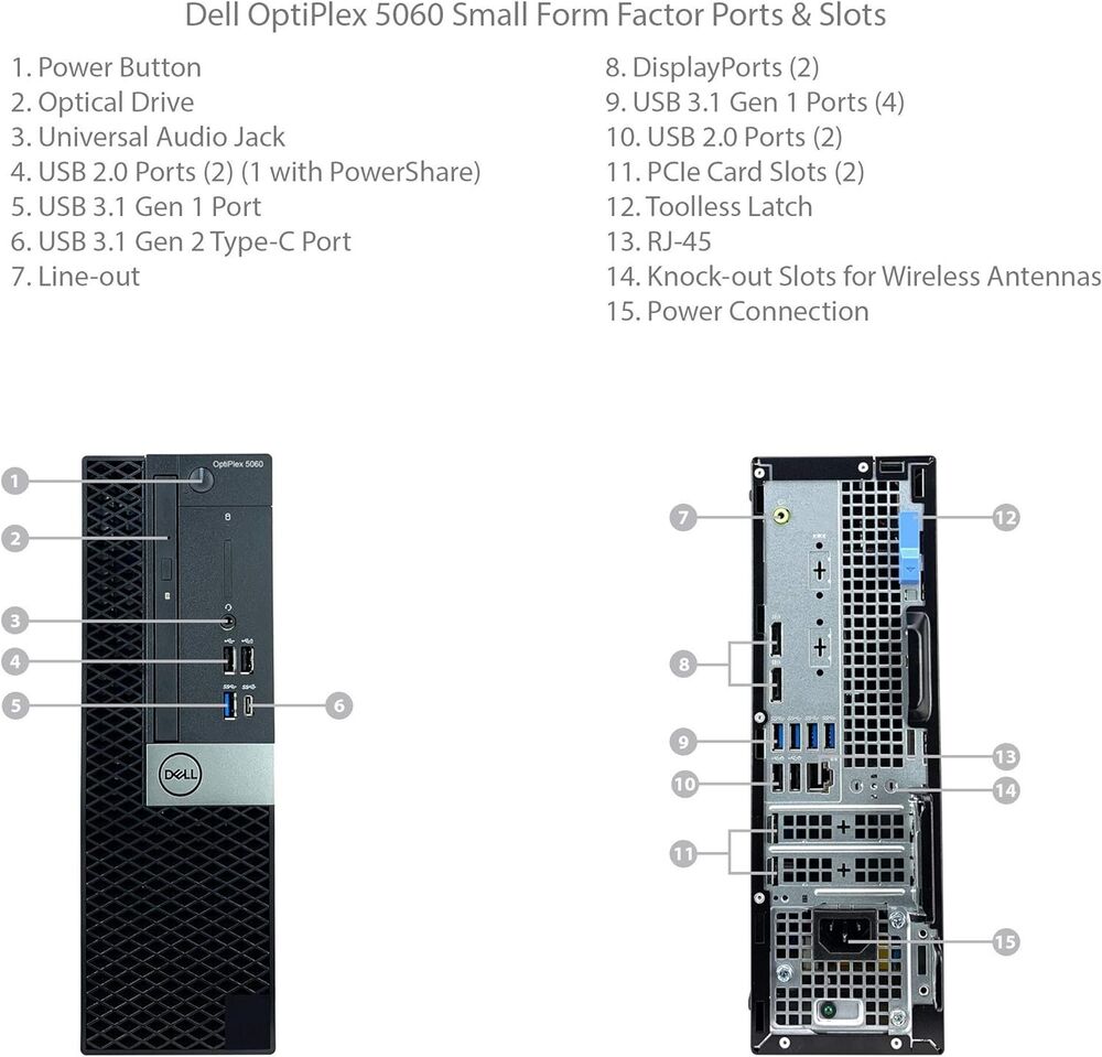 Dell Optiplex 5060 SFF Desktop with Intel Core i5-8500, 16GB RAM, DVDRW