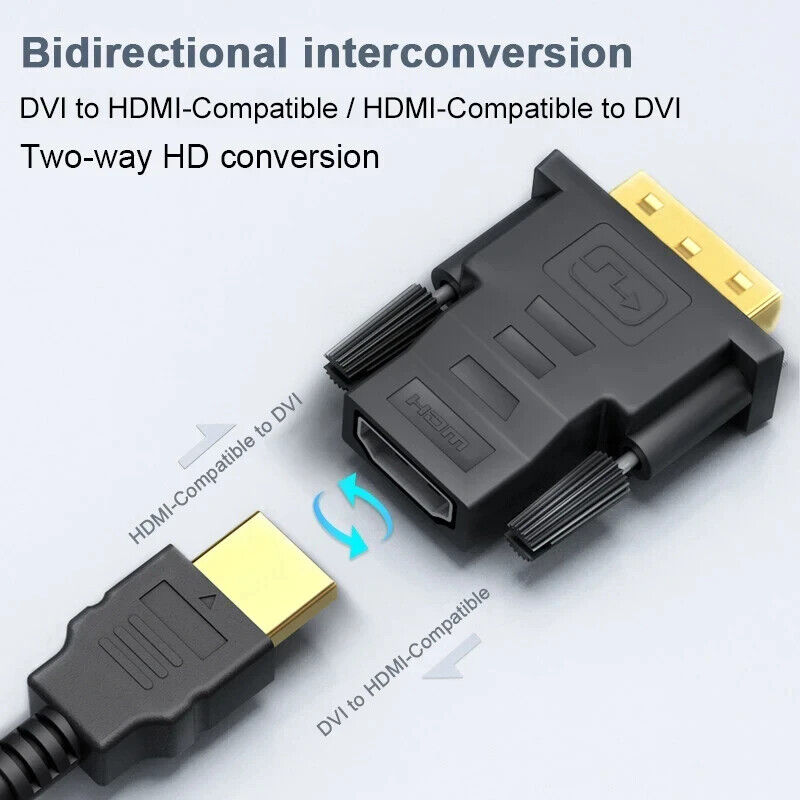 2-Pack DVI-D to HDMI Adapter for Enhanced Display Connectivity