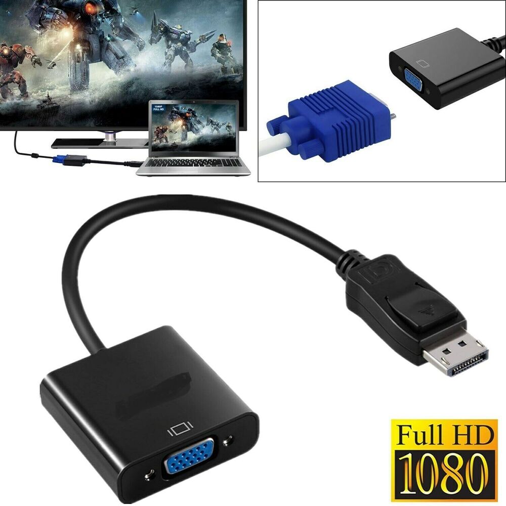 High-Quality DisplayPort to VGA Adapter Cable for 1080P Gaming and Display