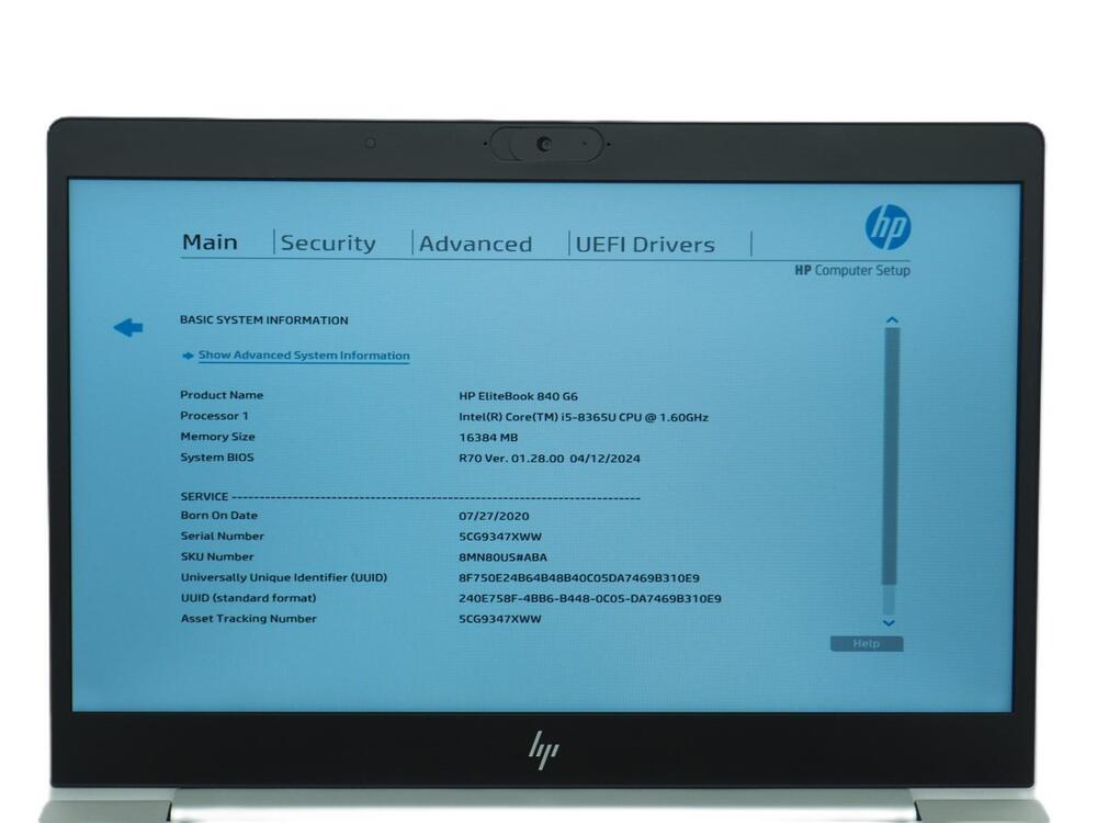 HP EliteBook 840 G6 Laptop - Intel Core i5, 16GB RAM, 256GB NVMe
