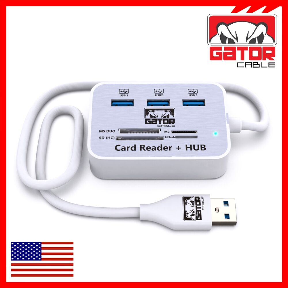 High-Speed USB 3.0 Card Reader HUB with 3-Port Adapter