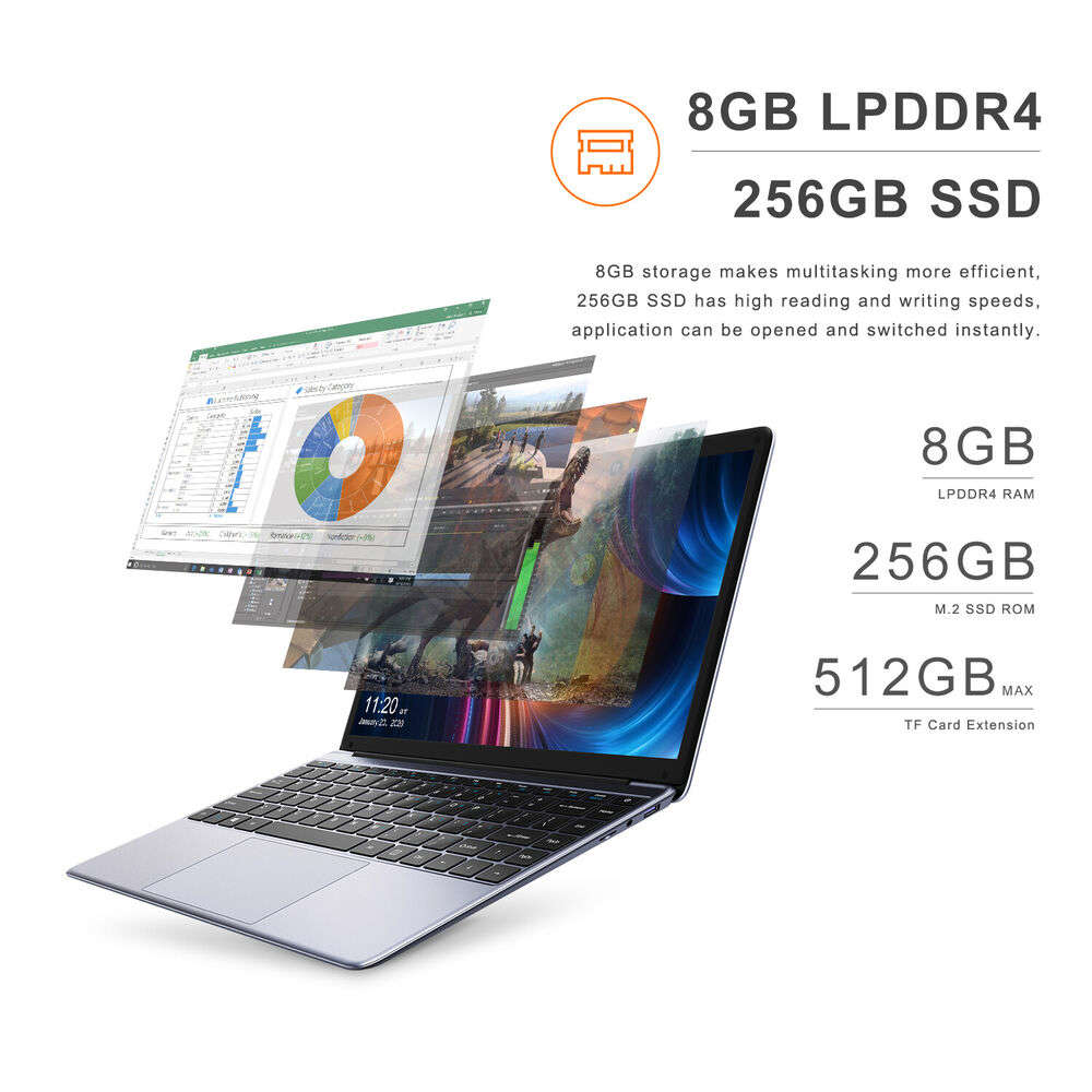 CHUWI 14.1" Laptop - Intel Celeron 2.8GHz, 8GB RAM, 256GB SSD, HDMI - Gray