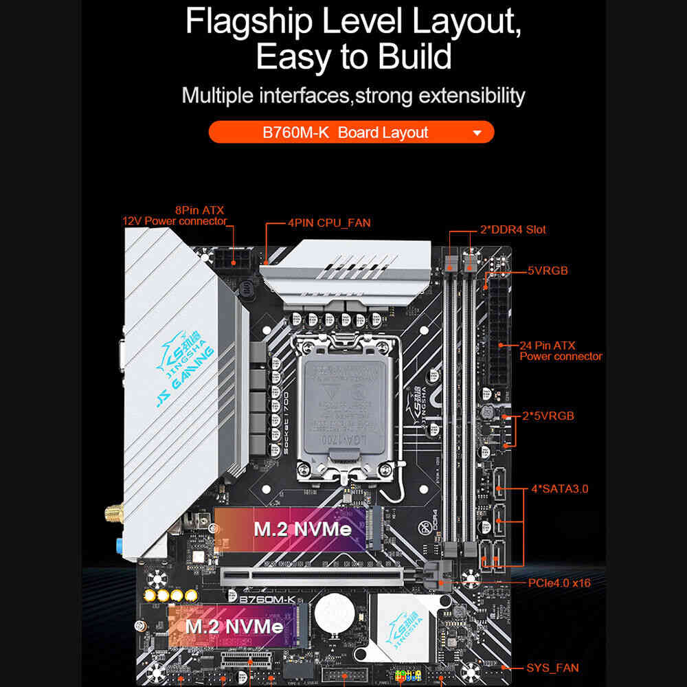 1700 GEN12/13 Processors Desktop Motherboard with 2x DDR4 RAM Support