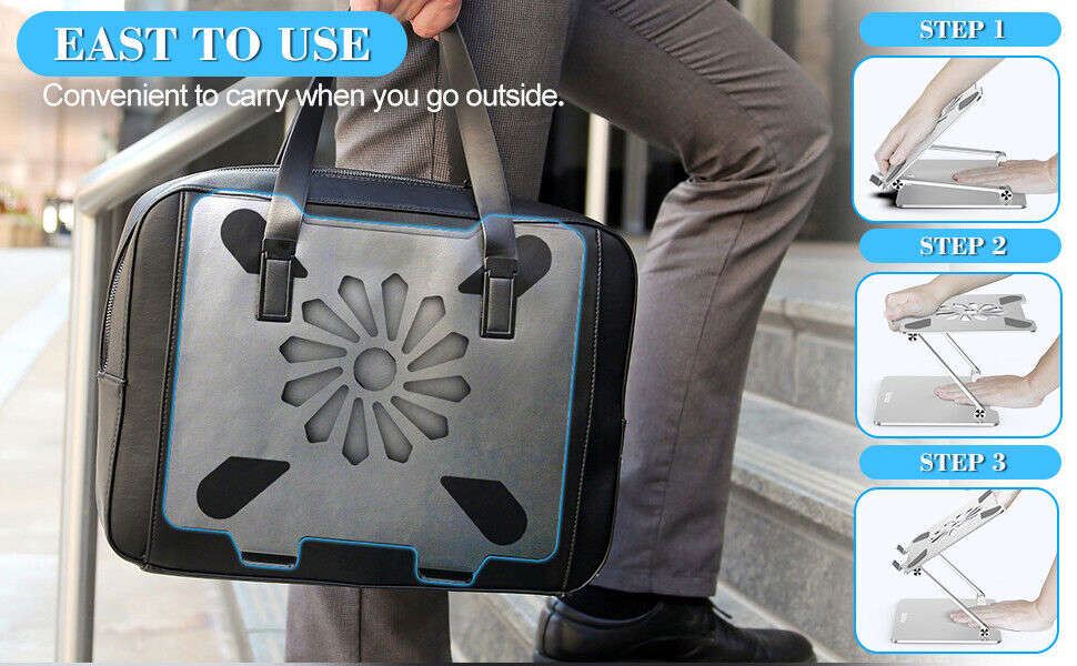 Ergonomic Aluminum Laptop Stand for Desk, Adjustable up to 14 Inches