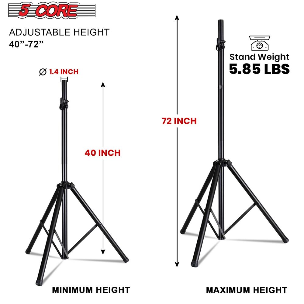 5Core Adjustable 72 Inch DJ Studio Monitor Stands