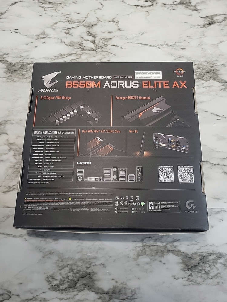 GIGABYTE B550M AORUS ELITE AX Micro-ATX Motherboard - AM4, AMD B550