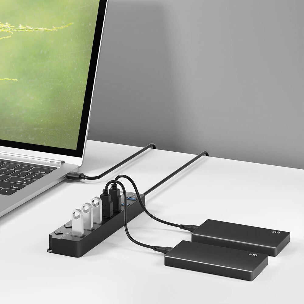 7 Port USB 3.0 Hub Splitter Adapter - High-Speed Data Transfer and Charging