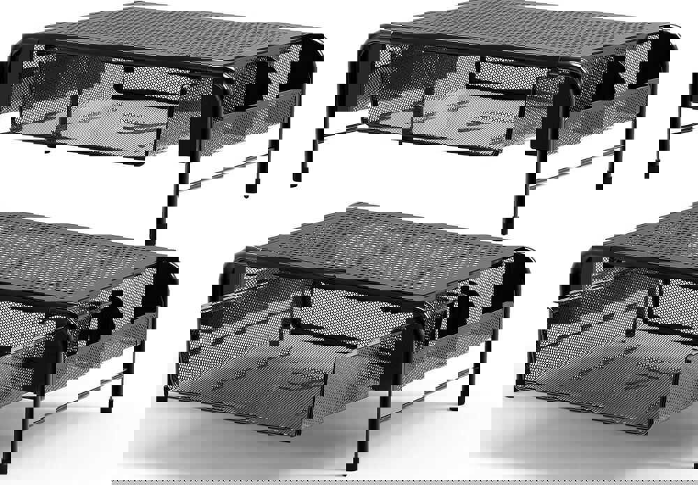 Dual-Tier Metal Monitor Stand with Storage Drawer