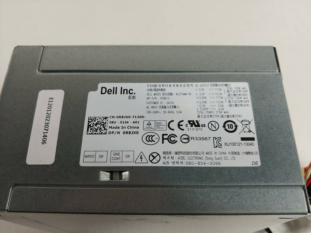 Dell R8JX0 275W ATX Power Supply Unit for Optiplex Desktops