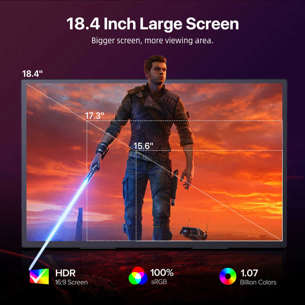 4K Portable Gaming Monitor - UPERFECT 18.4" 3840x2160 Display with HDMI & USB-C