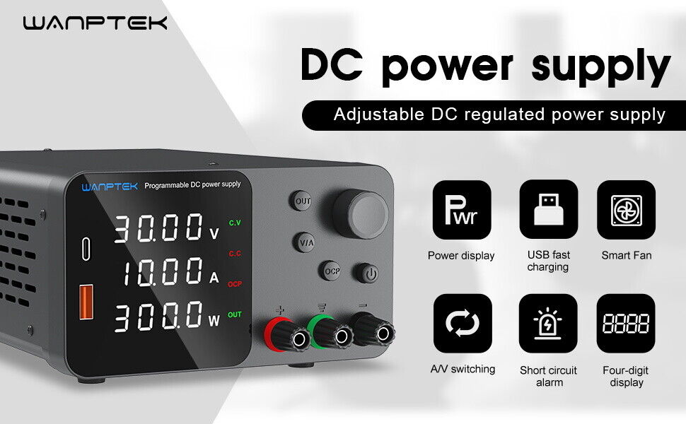 Lab Adjustable DC Power Supply - 0-120V, 0-10A Variable Bench Switching