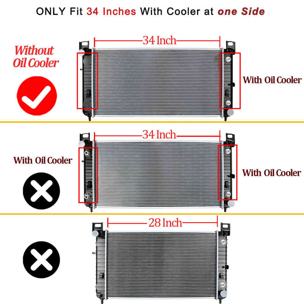 Upgraded 34 Radiator for Chevy Silverado 1500, GMC Yukon, Cadillac Escalade