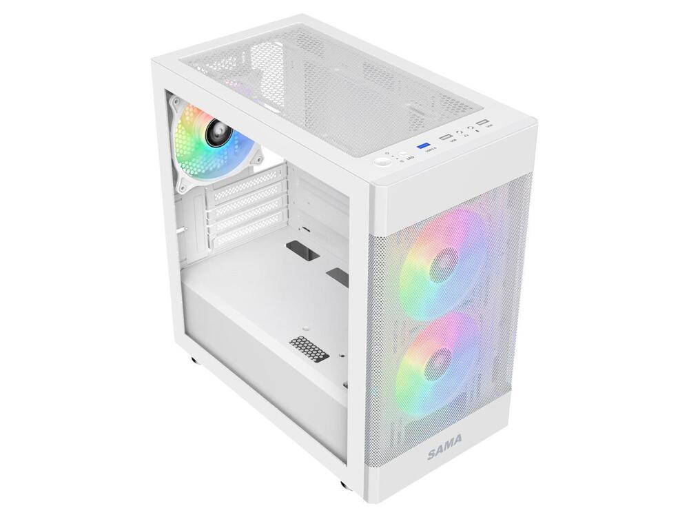 Sama ARGB-Q5-W White USB 3.0 Tempered Glass Micro ATX Tower Gaming Case