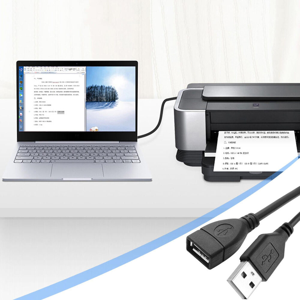 High-Speed USB 2.0 Extension Cable with Male/Female Connectors