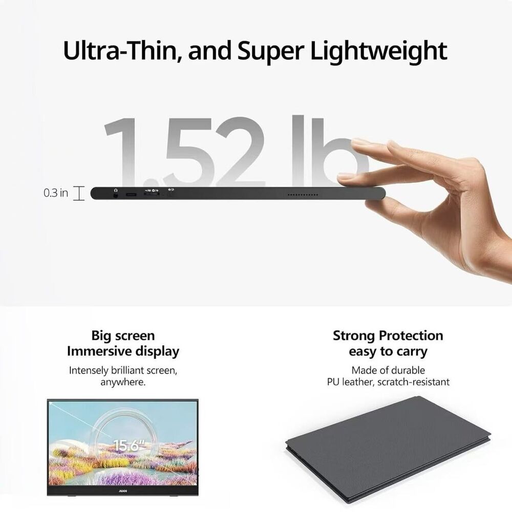 MNN 15.6" FHD Portable Gaming Monitor with USB-C & HDMI