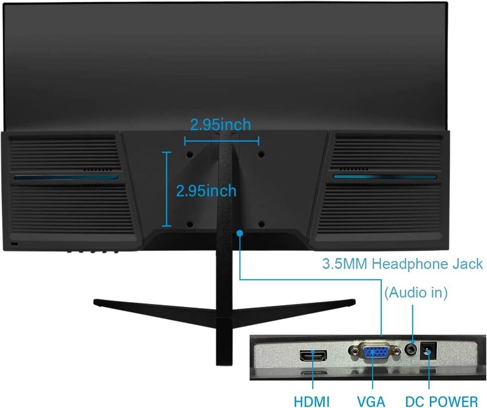 22 Inch FHD 1080P LED Monitor with Built-in Speakers and Eye Care Technology