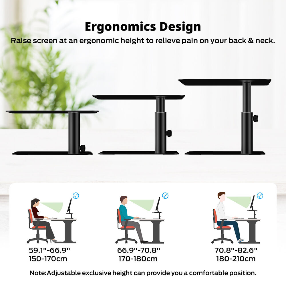 Heavy-Duty Adjustable Metal Monitor Stand for TV, PC, and Laptop