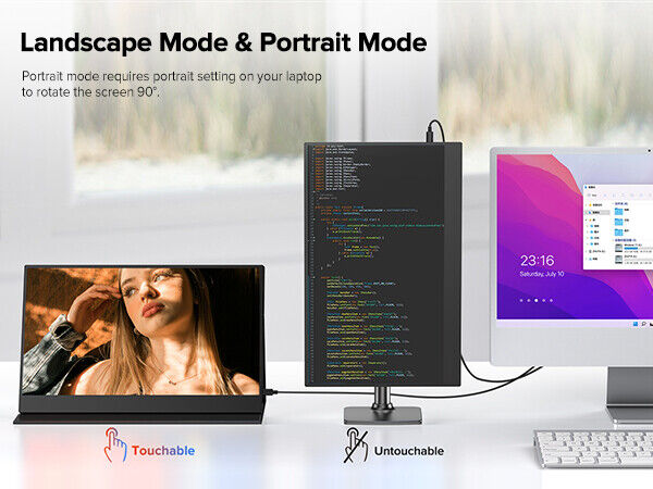 EVICIV 15.6" FHD 1080P Portable IPS Touchscreen Monitor