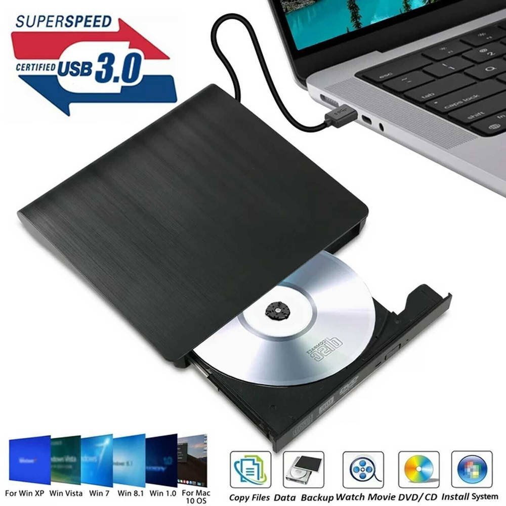 Portable CD/DVD RW Burner with USB 3.0 Interface