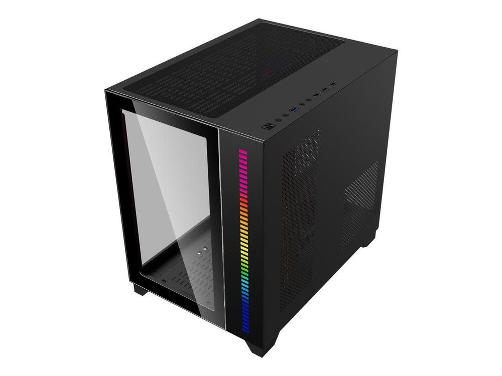 DIYPC ARGB-Q10-BK Black USB 3.0 ATX Mid Tower Gaming Computer Case with Dual Tempered Glass