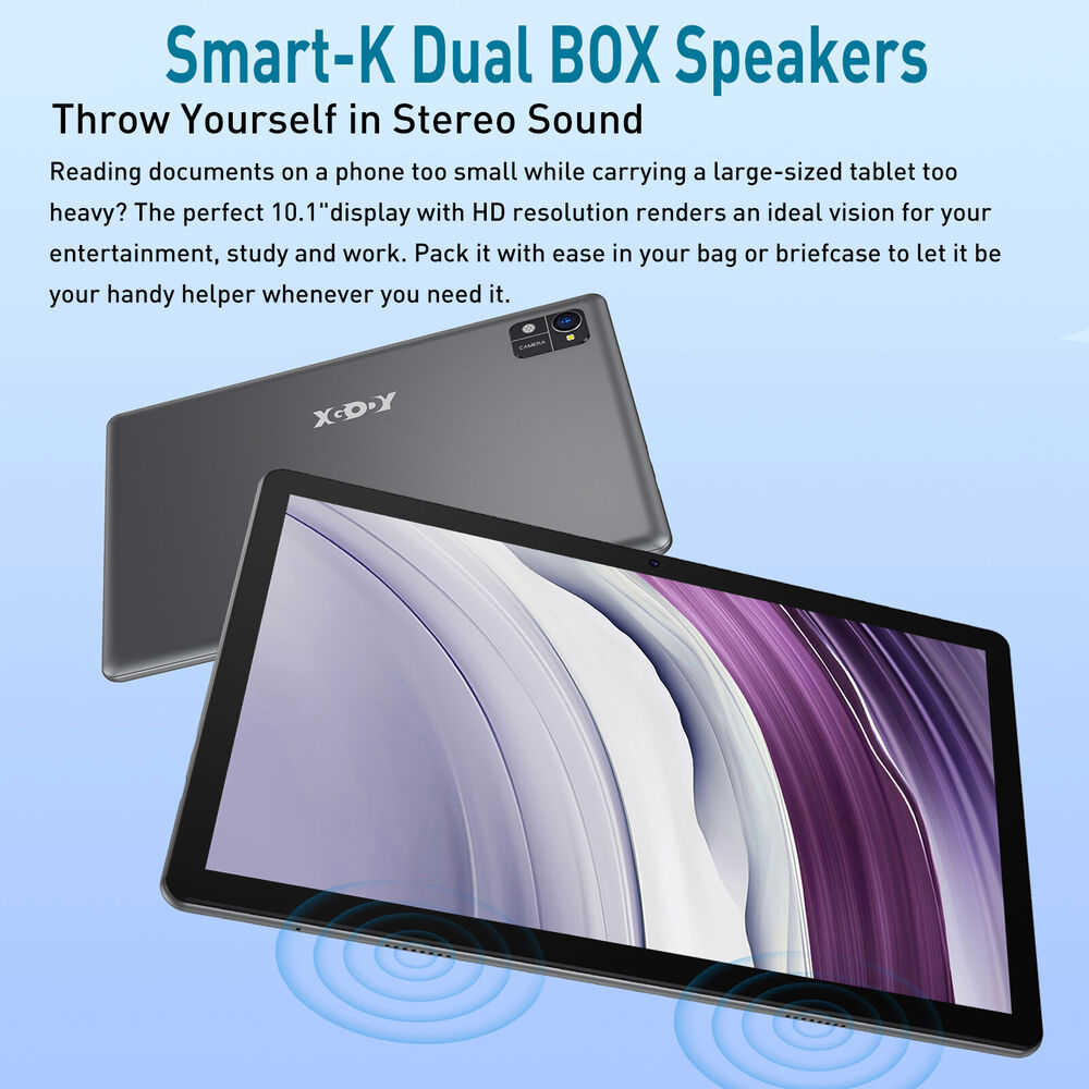 10.1" Android 13 Tablet with HD Display, 128GB Storage, Quad-Core Processor