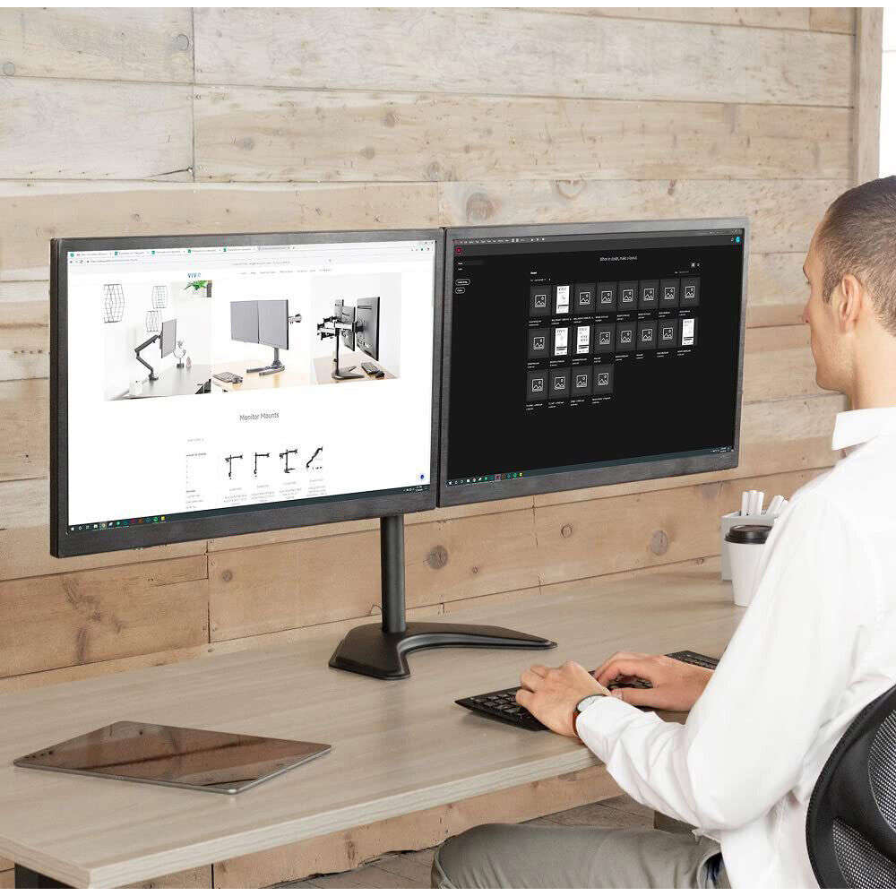 axGear Dual Monitor Stand - Adjustable Desk Mount for 13-27 Inch LED/LCD Screens