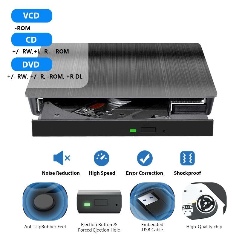 Portable USB 3.0 Type-C CD/DVD RW Burner Drive