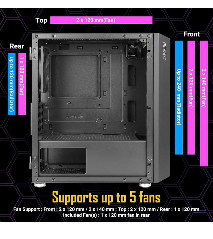 Antec NX200M Micro-ATX Mid-Tower Gaming Case with 120mm Fan